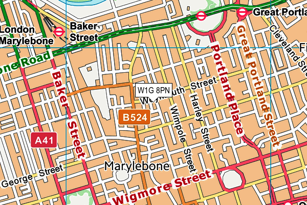 W1G 8PN map - OS VectorMap District (Ordnance Survey)