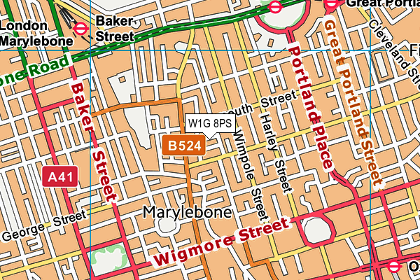 W1G 8PS map - OS VectorMap District (Ordnance Survey)