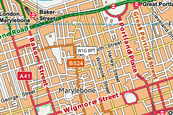 W1G 8PT map - OS VectorMap District (Ordnance Survey)