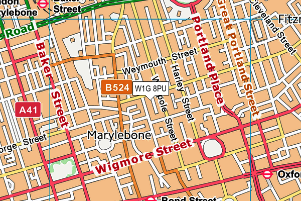 W1G 8PU map - OS VectorMap District (Ordnance Survey)