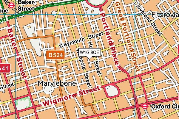 W1G 8QE map - OS VectorMap District (Ordnance Survey)