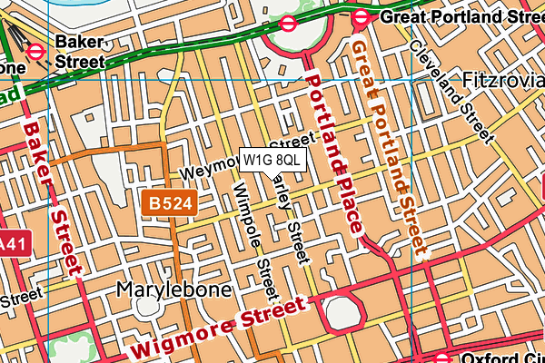 W1G 8QL map - OS VectorMap District (Ordnance Survey)