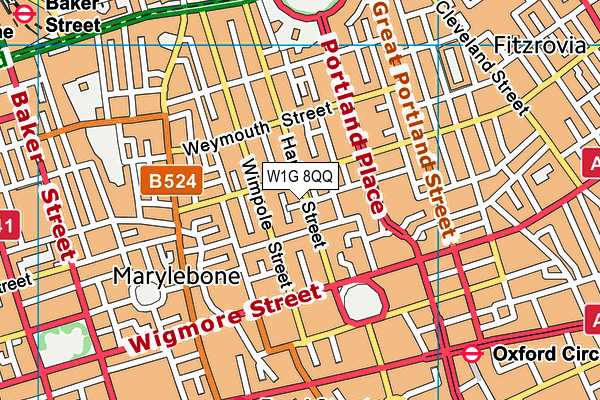 W1G 8QQ map - OS VectorMap District (Ordnance Survey)