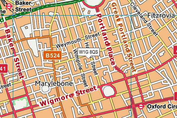 W1G 8QS map - OS VectorMap District (Ordnance Survey)