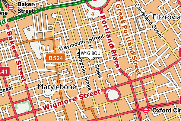 W1G 8QU map - OS VectorMap District (Ordnance Survey)