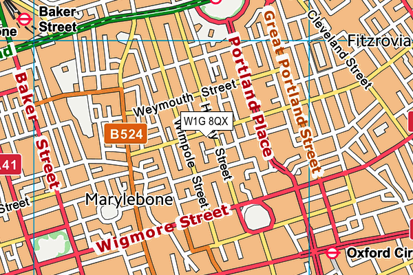 W1G 8QX map - OS VectorMap District (Ordnance Survey)