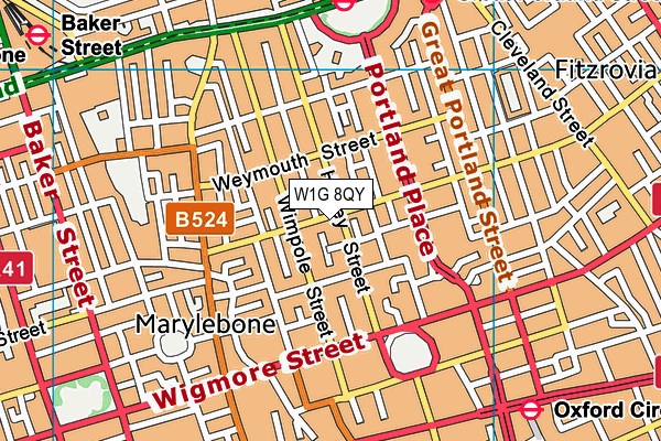 W1G 8QY map - OS VectorMap District (Ordnance Survey)