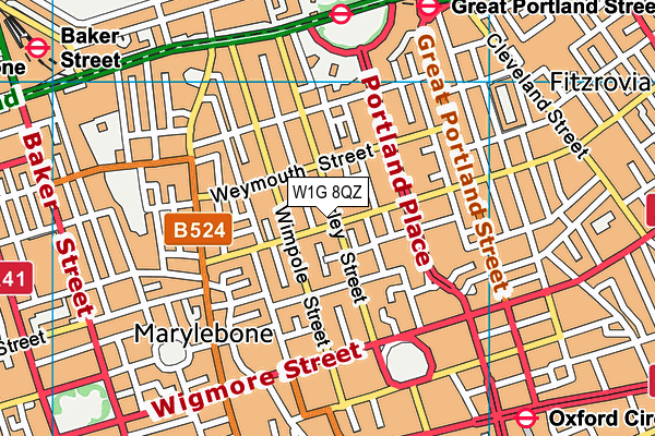 W1G 8QZ map - OS VectorMap District (Ordnance Survey)