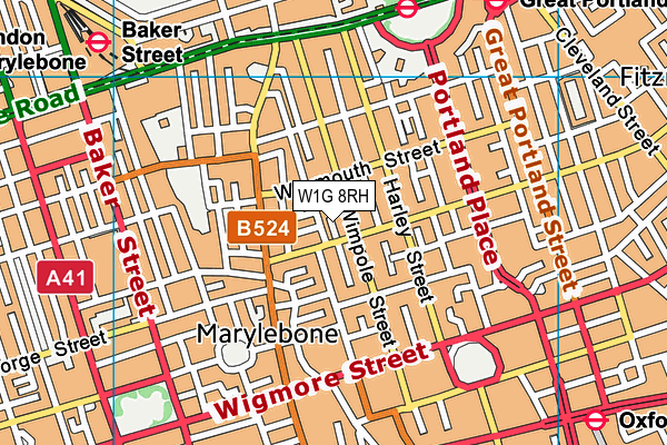 W1G 8RH map - OS VectorMap District (Ordnance Survey)