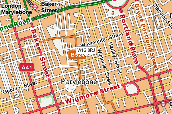 W1G 8RJ map - OS VectorMap District (Ordnance Survey)