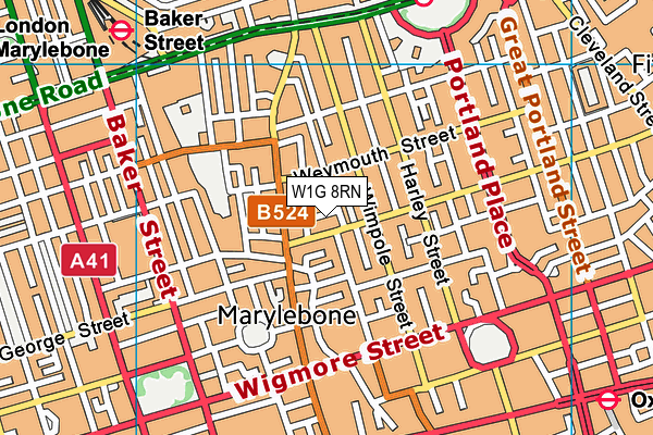 W1G 8RN map - OS VectorMap District (Ordnance Survey)