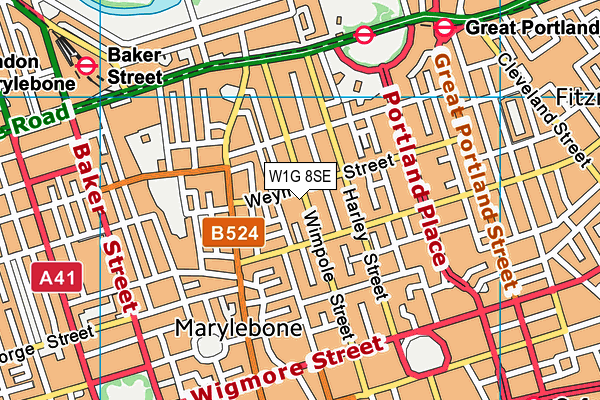 W1G 8SE map - OS VectorMap District (Ordnance Survey)