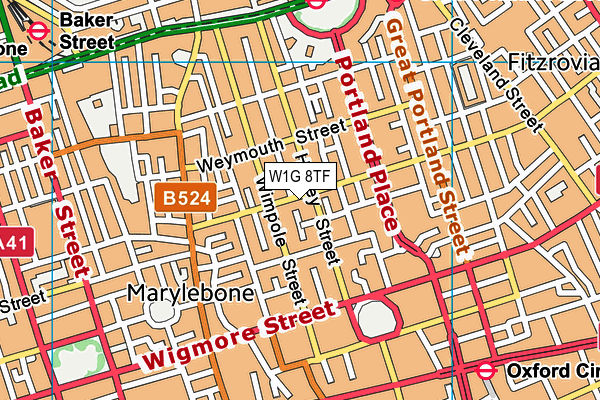 W1G 8TF map - OS VectorMap District (Ordnance Survey)
