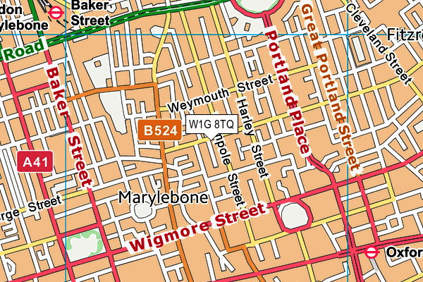 W1G 8TQ map - OS VectorMap District (Ordnance Survey)