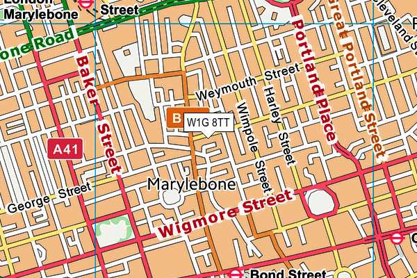 W1G 8TT map - OS VectorMap District (Ordnance Survey)