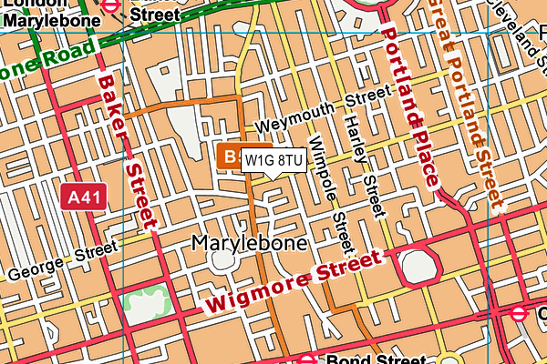 W1G 8TU map - OS VectorMap District (Ordnance Survey)