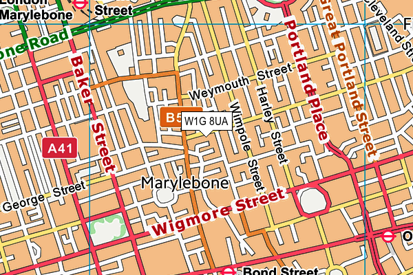 W1G 8UA map - OS VectorMap District (Ordnance Survey)