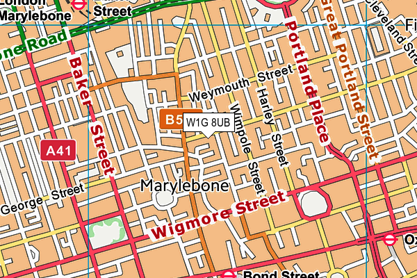 W1G 8UB map - OS VectorMap District (Ordnance Survey)