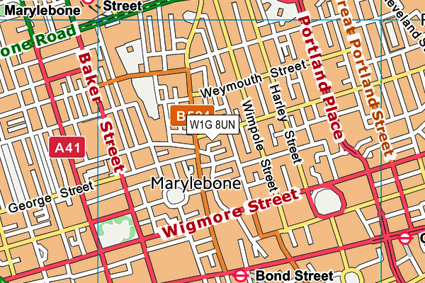 W1G 8UN map - OS VectorMap District (Ordnance Survey)