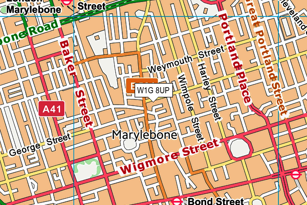 W1G 8UP map - OS VectorMap District (Ordnance Survey)