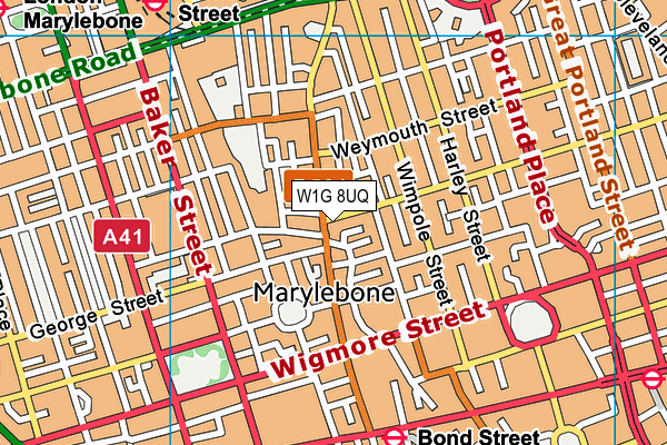 W1G 8UQ map - OS VectorMap District (Ordnance Survey)