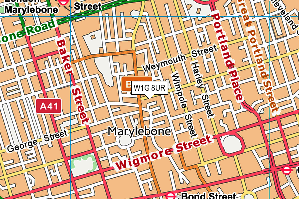 W1G 8UR map - OS VectorMap District (Ordnance Survey)