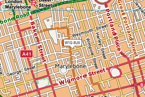 W1G 8UX map - OS VectorMap District (Ordnance Survey)