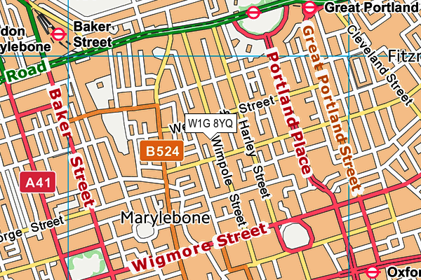 W1G 8YQ map - OS VectorMap District (Ordnance Survey)