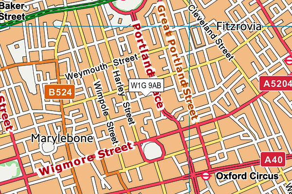 W1G 9AB map - OS VectorMap District (Ordnance Survey)