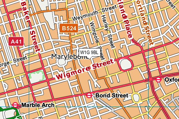 W1G 9BL map - OS VectorMap District (Ordnance Survey)