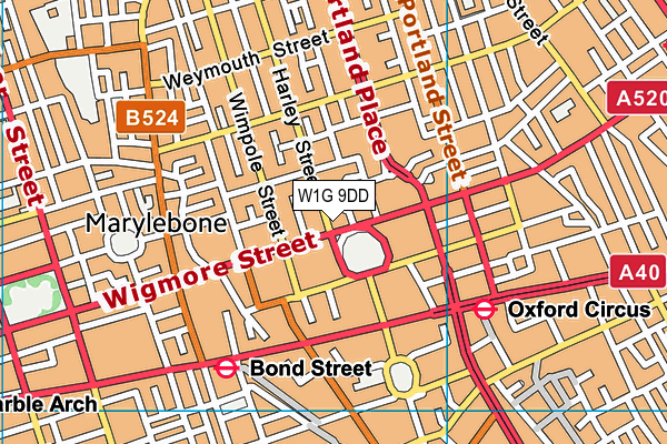 W1G 9DD map - OS VectorMap District (Ordnance Survey)