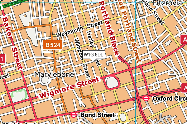 W1G 9DL map - OS VectorMap District (Ordnance Survey)