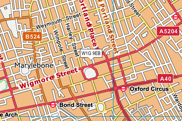 W1G 9EB map - OS VectorMap District (Ordnance Survey)