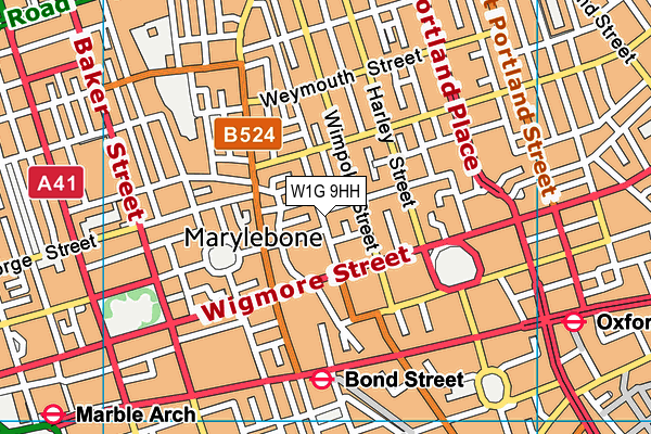 W1G 9HH map - OS VectorMap District (Ordnance Survey)