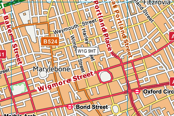 W1G 9HT map - OS VectorMap District (Ordnance Survey)