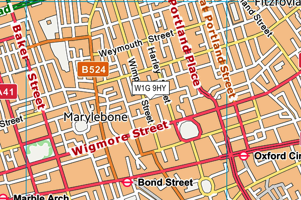 W1G 9HY map - OS VectorMap District (Ordnance Survey)