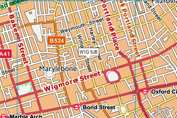 W1G 9JB map - OS VectorMap District (Ordnance Survey)