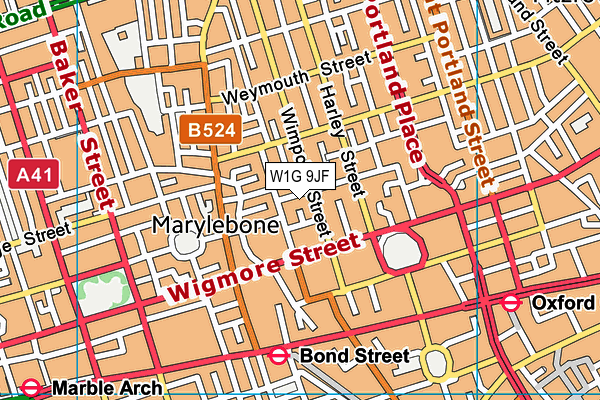 W1G 9JF map - OS VectorMap District (Ordnance Survey)