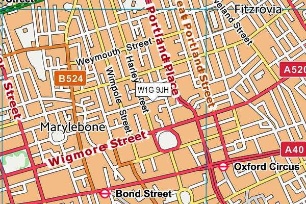 W1G 9JH map - OS VectorMap District (Ordnance Survey)