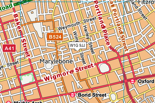 W1G 9JJ map - OS VectorMap District (Ordnance Survey)