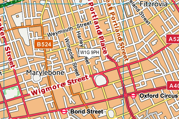 W1G 9PH map - OS VectorMap District (Ordnance Survey)