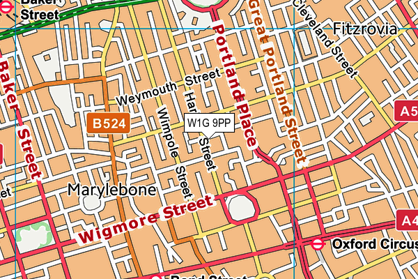 W1G 9PP map - OS VectorMap District (Ordnance Survey)