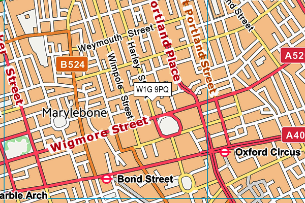 W1G 9PQ map - OS VectorMap District (Ordnance Survey)