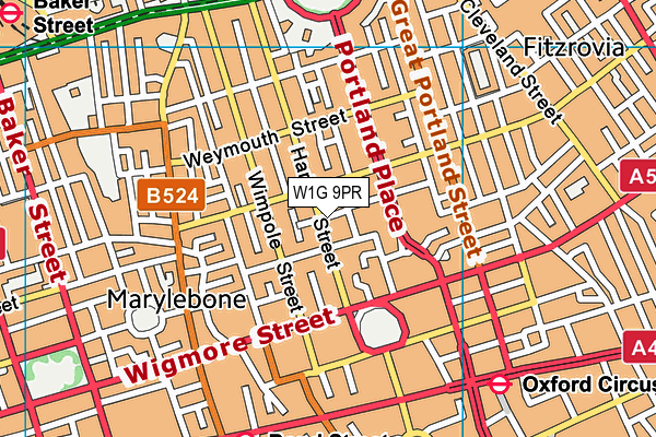 W1G 9PR map - OS VectorMap District (Ordnance Survey)