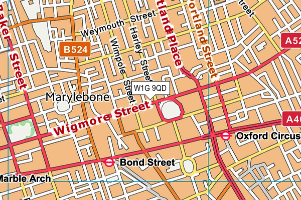 W1G 9QD map - OS VectorMap District (Ordnance Survey)