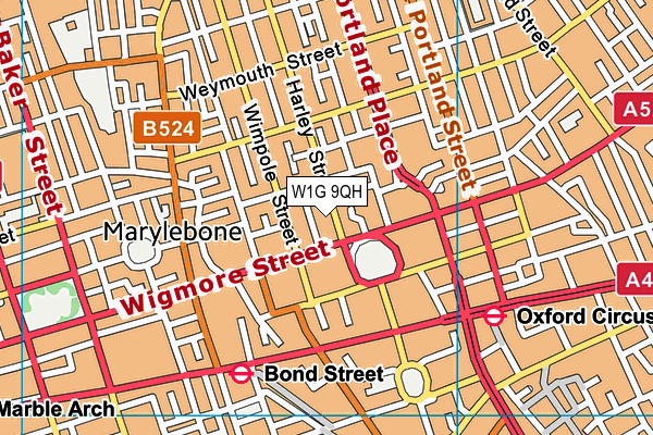 W1G 9QH map - OS VectorMap District (Ordnance Survey)