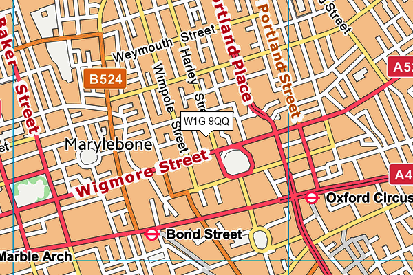 W1G 9QQ map - OS VectorMap District (Ordnance Survey)