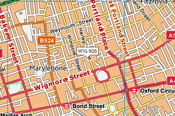 W1G 9QS map - OS VectorMap District (Ordnance Survey)