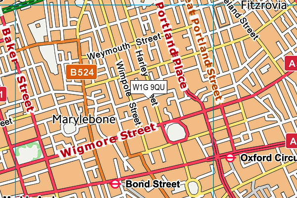 W1G 9QU map - OS VectorMap District (Ordnance Survey)