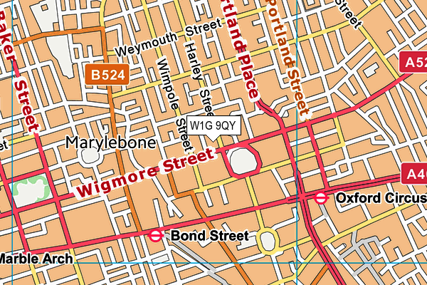 W1G 9QY map - OS VectorMap District (Ordnance Survey)